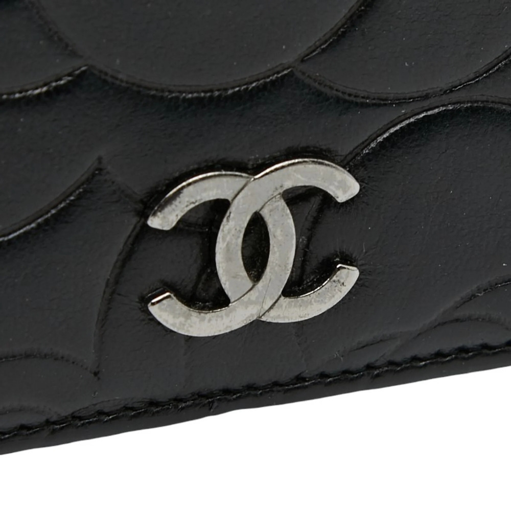 CHANEL Authentic Black Lambskin Leather Logo Wallet - Picture 8 of 11